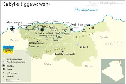 © www.kabyle.com, carte administrative de la Kabylie actuelle