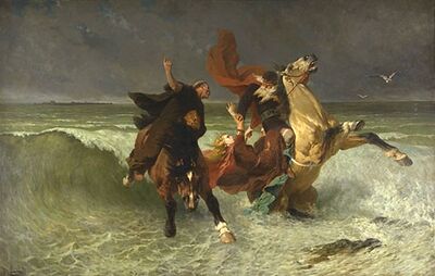 La fuite du roi Gradlon, Évariste-Vital Luminais, vers 1884, Musée des Beaux-Arts de Quimper
